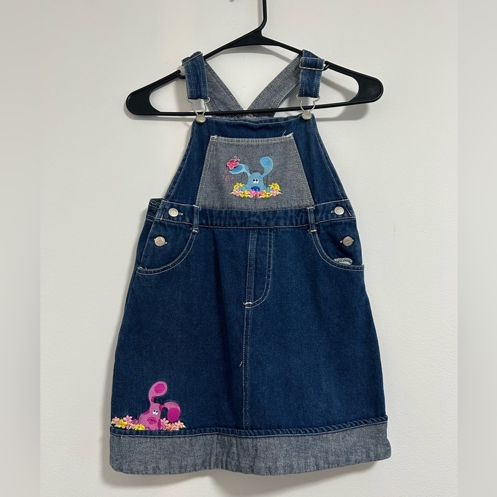 Vintage Charming Kids Denim Overalls with Embroidery
